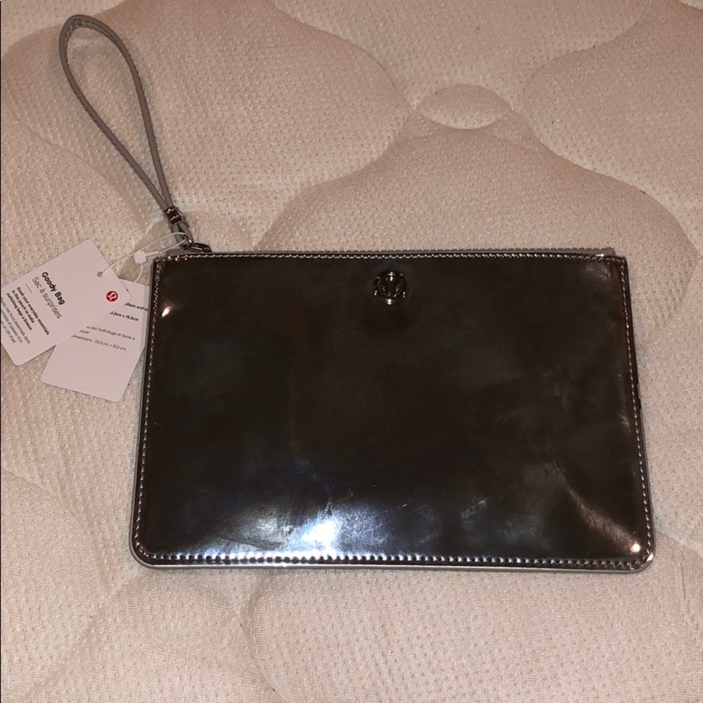 Lulu lemon metallic silver clutch